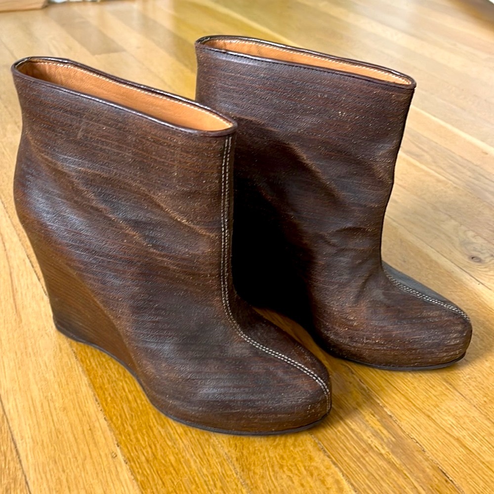 Comme Des garçons brown platform booties size 40